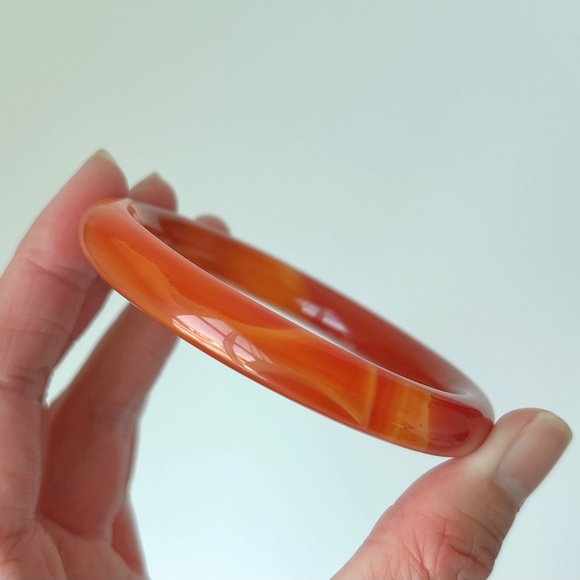 58mm Natural Carnelian Red Agate Round Bangle BA124 - Picture 8 of 10